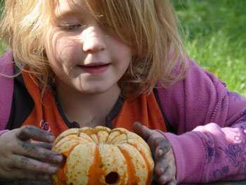 girl with pumpkin