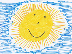 preschooler drawing of yellow smiling sunsun